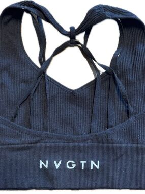 NVGTN Black Ribbed Strappy Sports Bralette